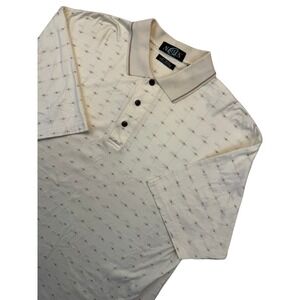 Aureus Polo Shirt Mens Large Cream Egyptian Cotton Short Sleeve Golf